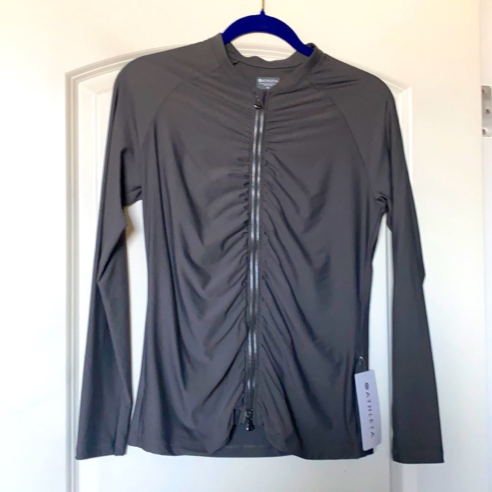 Athleta Gray Rashguard UPF 50 Sz M NWT